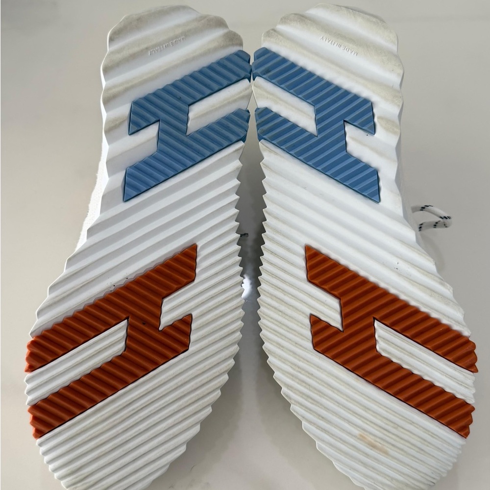Hermes White Sneakers with Blue and Orange Accents